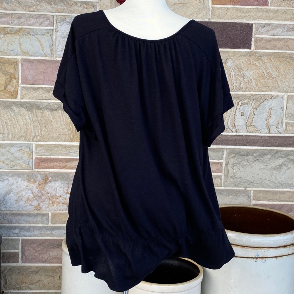a.n.a. Black Elastic Waist Cowl Neck Top - Picture 5 of 8